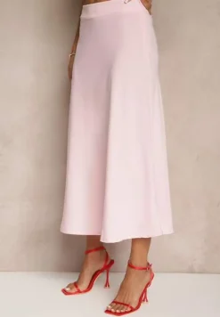 Różowa Casualowa Rozkloszowana Spódnica Dorilena