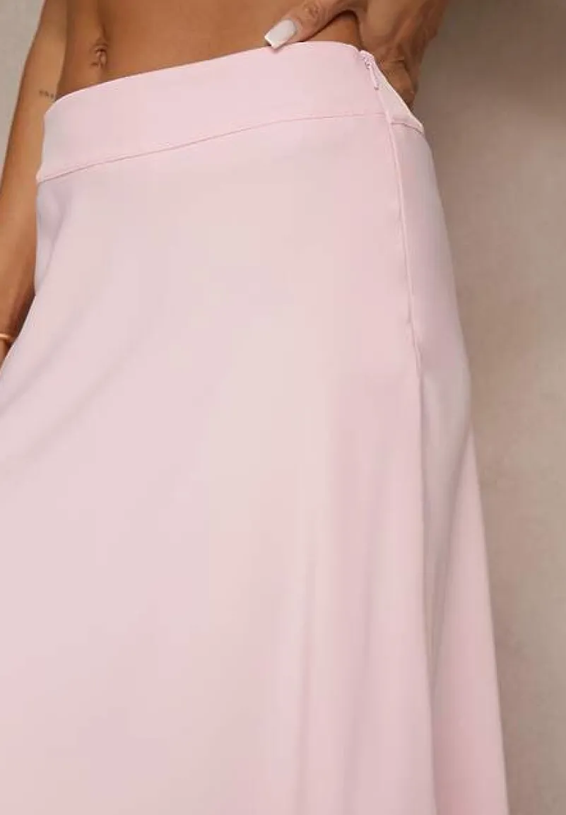 Różowa Casualowa Rozkloszowana Spódnica Dorilena