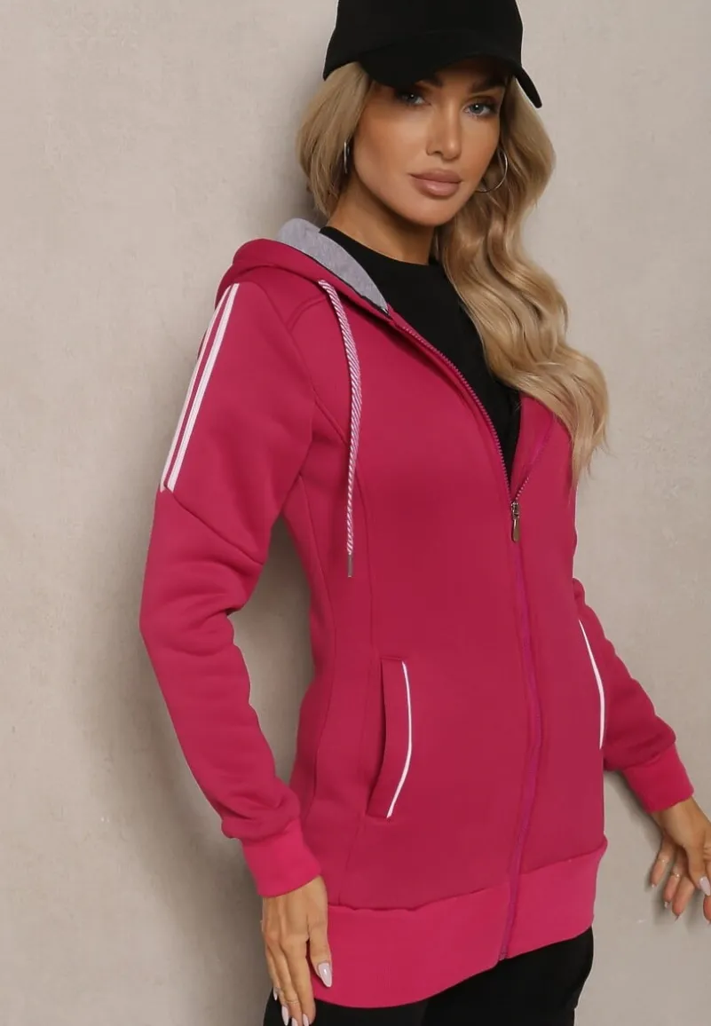 Różowa Długa Bluza z Kapturem Linithra