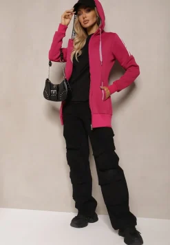 Różowa Długa Bluza z Kapturem Linithra