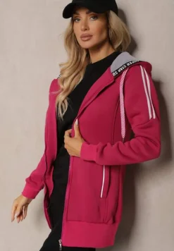 Różowa Długa Bluza z Kapturem Linithra