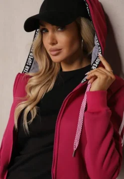 Różowa Długa Bluza z Kapturem Linithra