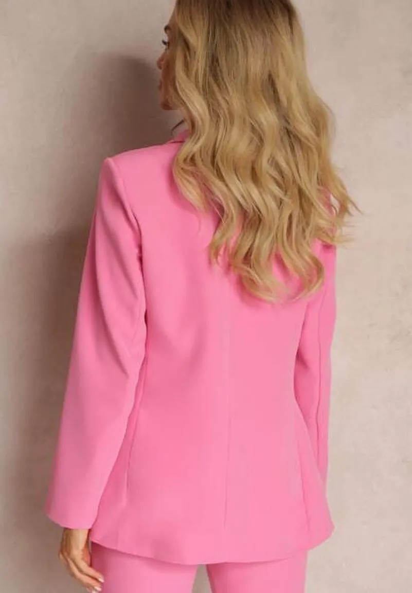 Różowa Dwurzędowa Marynarka z Ozdobnymi Guzikami Rainelda