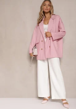 Różowa Dwurzędowa Marynarka z Wiskozą o Pudełkowym Fasonie Stellirae