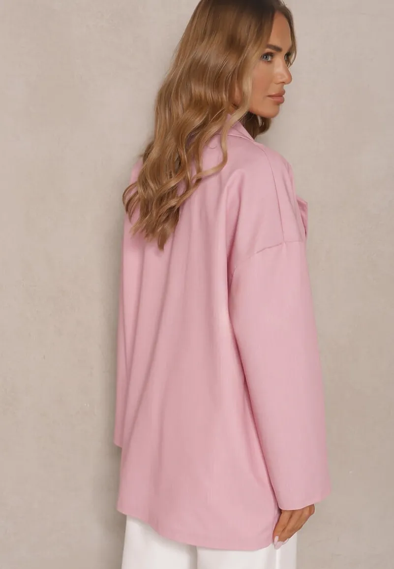 Różowa Dwurzędowa Marynarka z Wiskozą o Pudełkowym Fasonie Stellirae