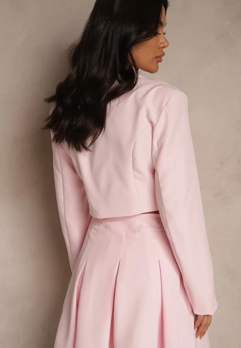 Różowa Dwurzędowa Marynarka o Krótkim Fasonie Redafira