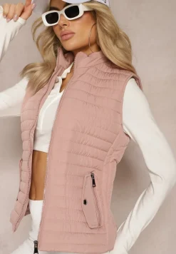 Różowa Kamizelka Bezrękawnik z Klasycznym Pikowaniem Catilla