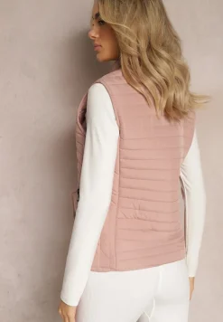 Różowa Kamizelka Bezrękawnik z Klasycznym Pikowaniem Catilla