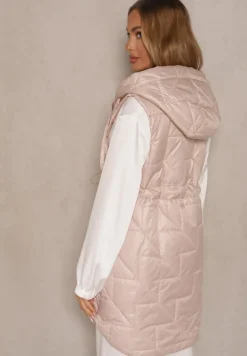 Różowa Kamizelka z Lekkim Pikowaniem i Kapturem Nieodpinanym Lisarivia