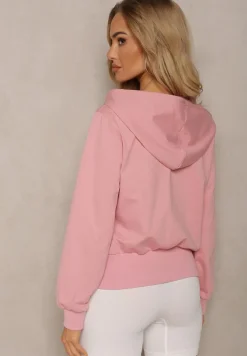 Różowa Klasyczna Rozpinana Bluza na Suwak ze Ściągaczem Parivea