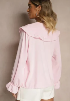 Różowa Koszula Ozdobiona Falbankami i Kołnierzykiem Evirana