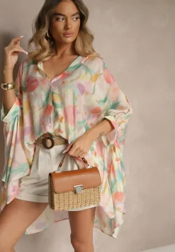 Różowa Koszula z Bawełną w Kwiatowy Wzór Linetiela