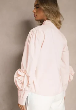 Różowa Koszula z Elegancką Kokardą i Falbanami Zaliressa