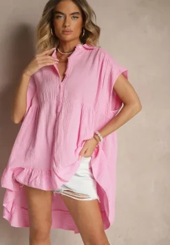 Różowa Koszula z Falbanką Novialene