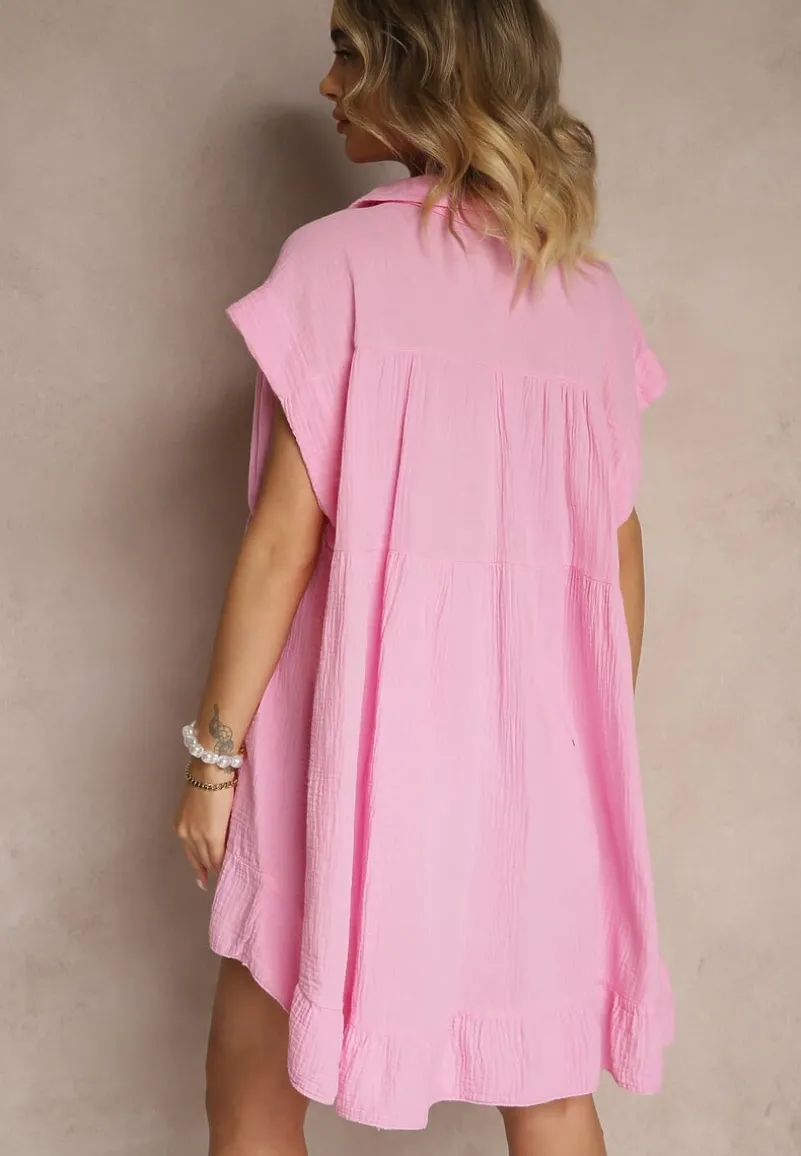 Różowa Koszula z Falbanką Novialene