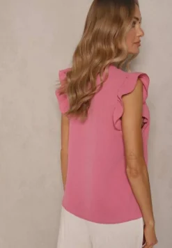 Różowa Koszula z Ozdobnymi Falbankami Arilene