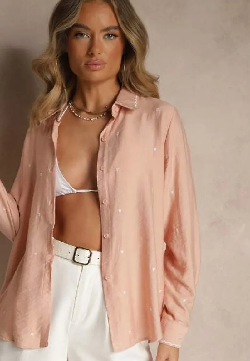 Różowa Koszula z Wiskozy w Serca Koliselle