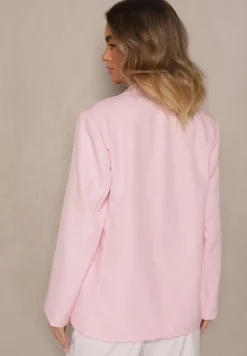 Różowa Marynarka Dwurzędowa z Usztywnionymi Ramionami Emivori