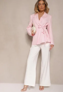 Różowa Marynarka Ozdobiona Wiązaniem z Boku Lunorisa