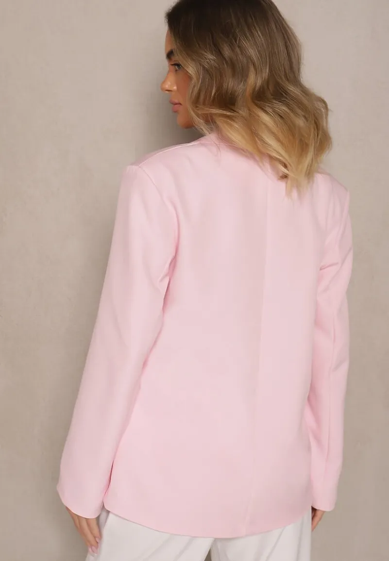 Różowa Marynarka Ozdobiona Wiązaniem z Boku Lunorisa