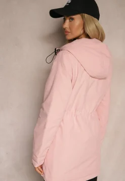Różowa Parka Kurtka Taliowana z Kapturem i Ściągaczkami Anivri