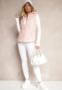 Różowa Pikowana Kamizelka z Odpinanym Kapturem Falidi