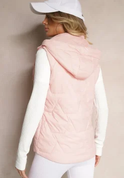 Różowa Pikowana Kamizelka z Odpinanym Kapturem Falidi