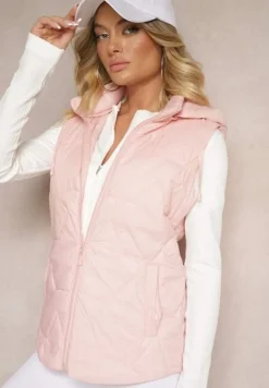 Różowa Pikowana Kamizelka z Odpinanym Kapturem Falidi