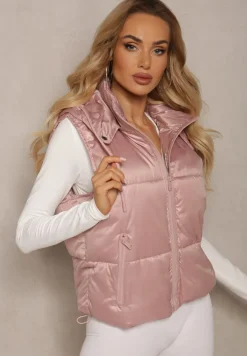 Różowa Pikowana Kamizelka z Szerokim Kapturem Wivelle