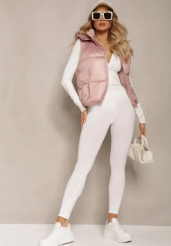 Różowa Pikowana Kamizelka z Szerokim Kapturem Wivelle