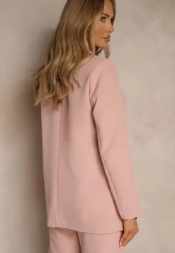 Różowa Pudełkowa Marynarka z Imitacją Kieszeni Vivisae