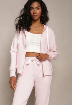 Różowa Rozsuwana Bluza z Kapturem Lecua