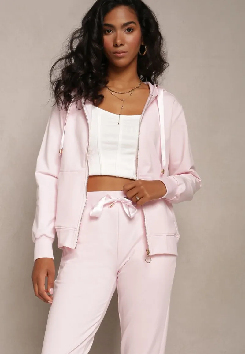 Różowa Rozsuwana Bluza z Kapturem Lecua