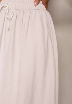 Różowa Spódnica o Rozkloszowanym Kroju Ściągana w Pasie Rigelia
