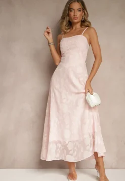 Różowa Sukienka Vices o Rozkloszowanym Kroju z Gorsetowym Wiązaniem Fenalisa
