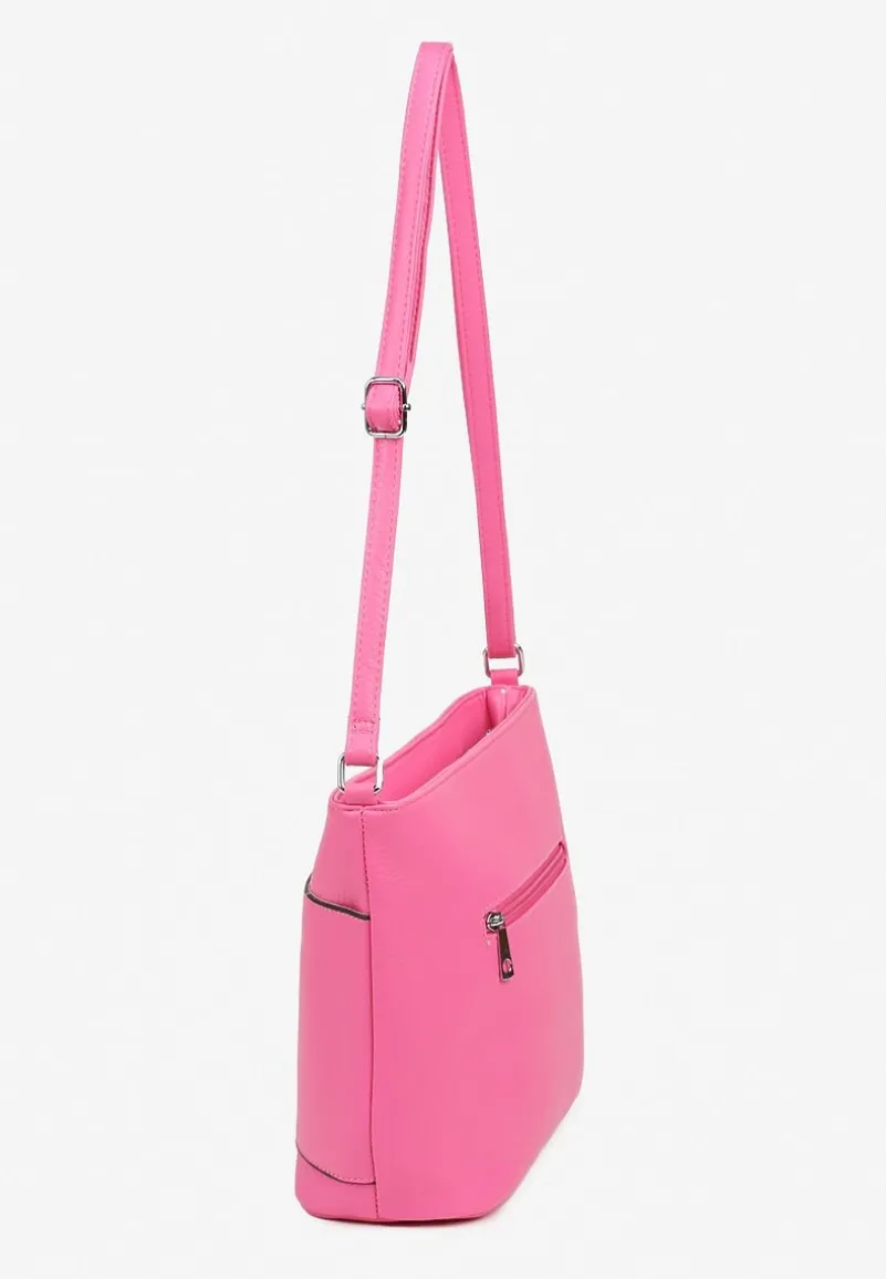 Różowa Torebka Typu Listonoszka Ozdobiona Suwakiem Dolaris