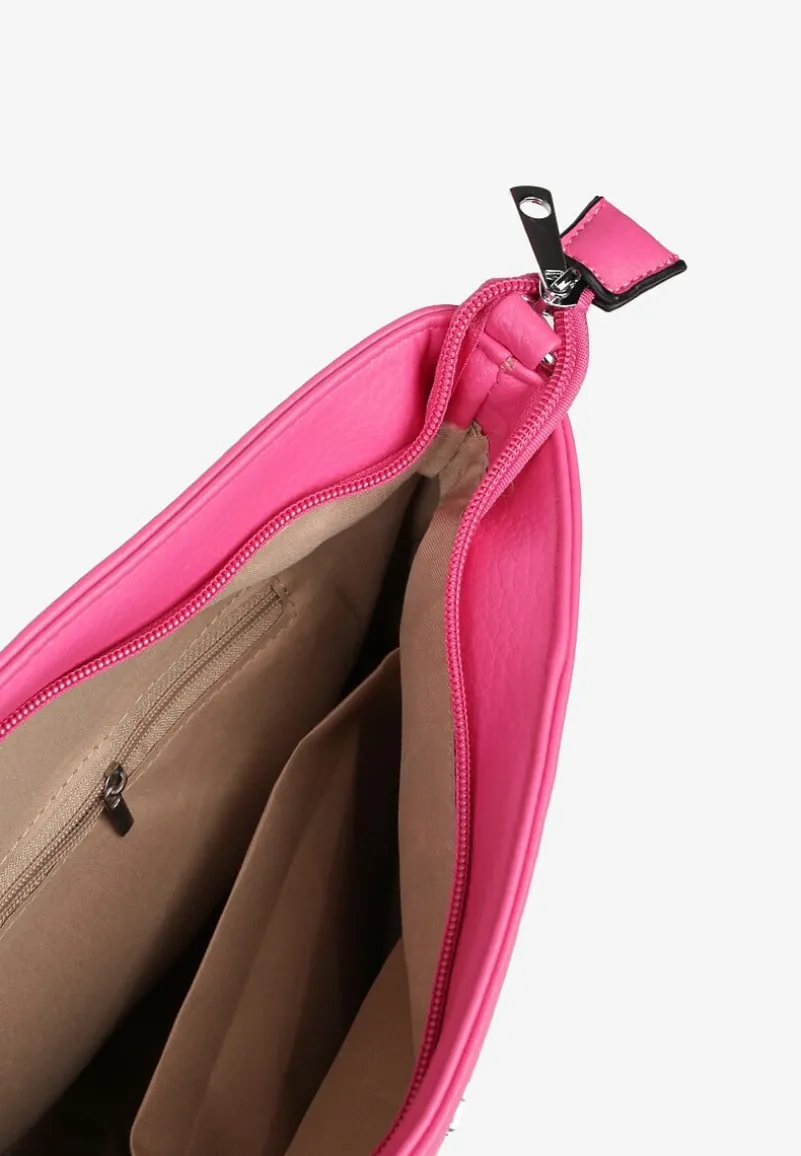 Różowa Torebka Typu Listonoszka Ozdobiona Suwakiem Dolaris