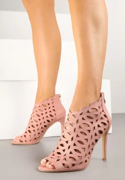 Różowe Ażurowe Sandały Botki Vices na Szpilce Natessae