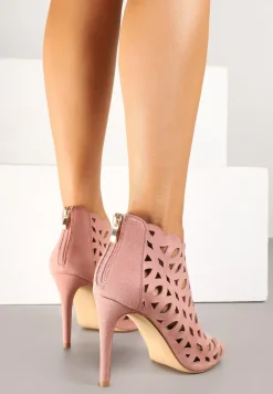 Różowe Ażurowe Sandały Botki Vices na Szpilce Natessae