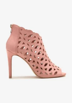 Różowe Ażurowe Sandały Botki Vices na Szpilce Natessae