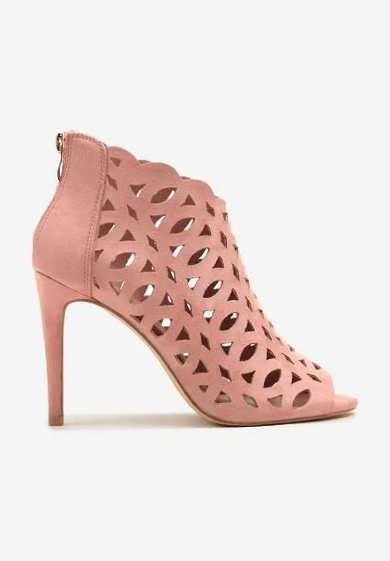 Różowe Ażurowe Sandały Botki Vices na Szpilce Natessae