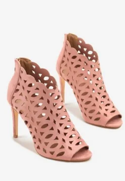 Różowe Ażurowe Sandały Botki Vices na Szpilce Natessae