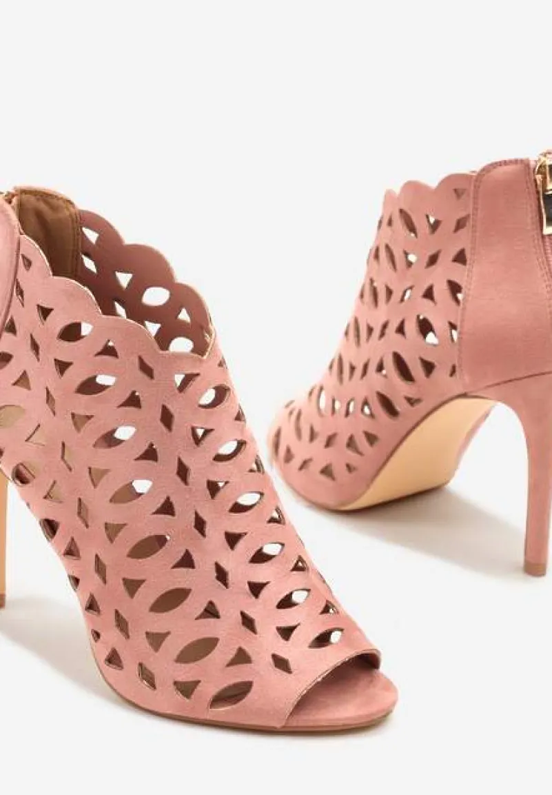 Różowe Ażurowe Sandały Botki Vices na Szpilce Natessae