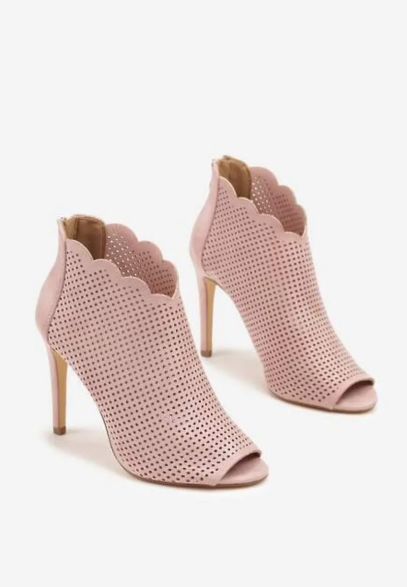 Różowe Ażurowe Sandały Vices na Szpilce Selanna