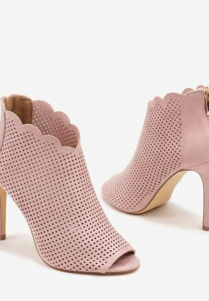 Różowe Ażurowe Sandały Vices na Szpilce Selanna