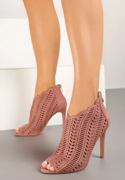 Różowe Ażurowe Sandały Vices na Szpilce Seladith