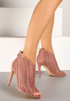 Różowe Ażurowe Sandały Vices na Szpilce Seladith