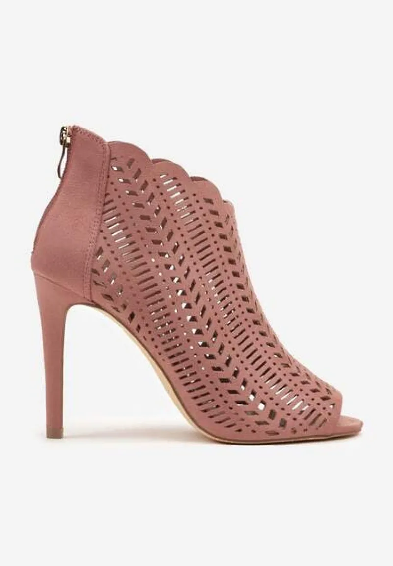 Różowe Ażurowe Sandały Vices na Szpilce Seladith