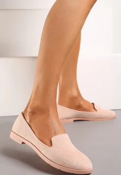 Różowe Balerinki Typu Loafersy Daphikaia