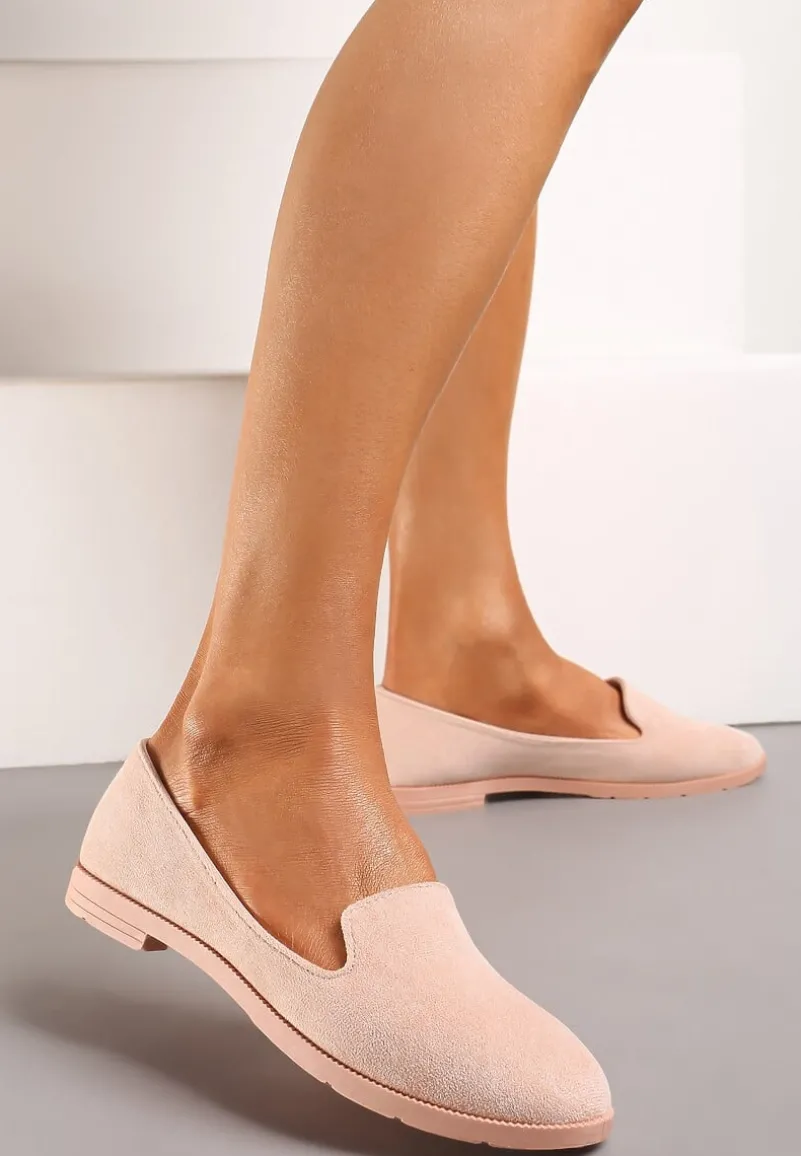 Różowe Balerinki Typu Loafersy Daphikaia